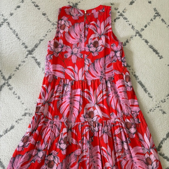 Red and Pink Flower and Leaf Print Dress- Tommy Hilfiger - Picture 2 of 8